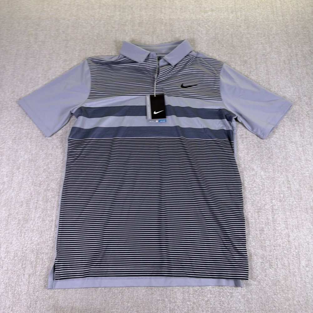 NWT Nike Boys Size XL Dri-Fit Grey Stripes 012 Color Golf Casual Swoosh Cool